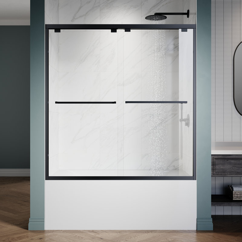 60Tub 60"W x 62"H Semi-Frameless Bathtub Shower Door with 1/4" Clear Tempered Glass