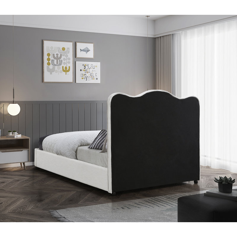 Glenside Upholstered Linen Fabric Bed, Twin, Cream Linen