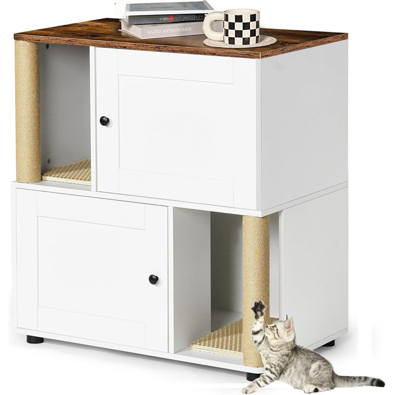 Enceinte de litière pour 2 chats, Blanc