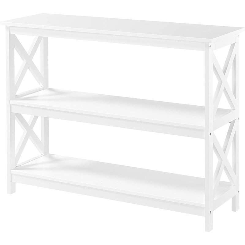 Table d'appoint à 3 niveaux avec rangement - blanc