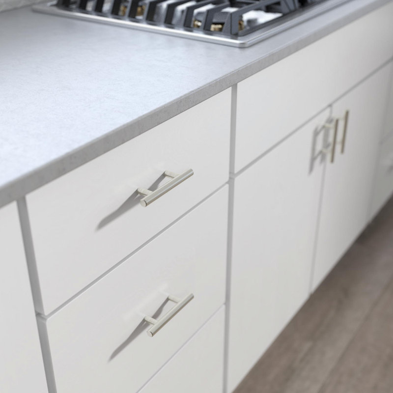 Brushed Steel Modern Bar Pull with Mounting Hardware