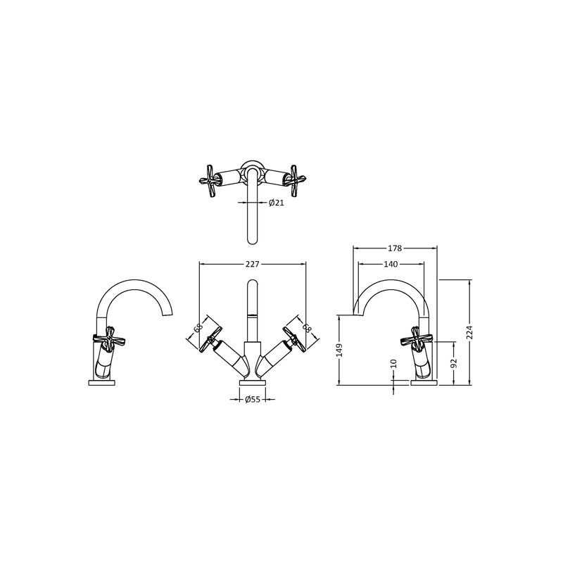 Mono Basin Mixer with Waste, Matt Black