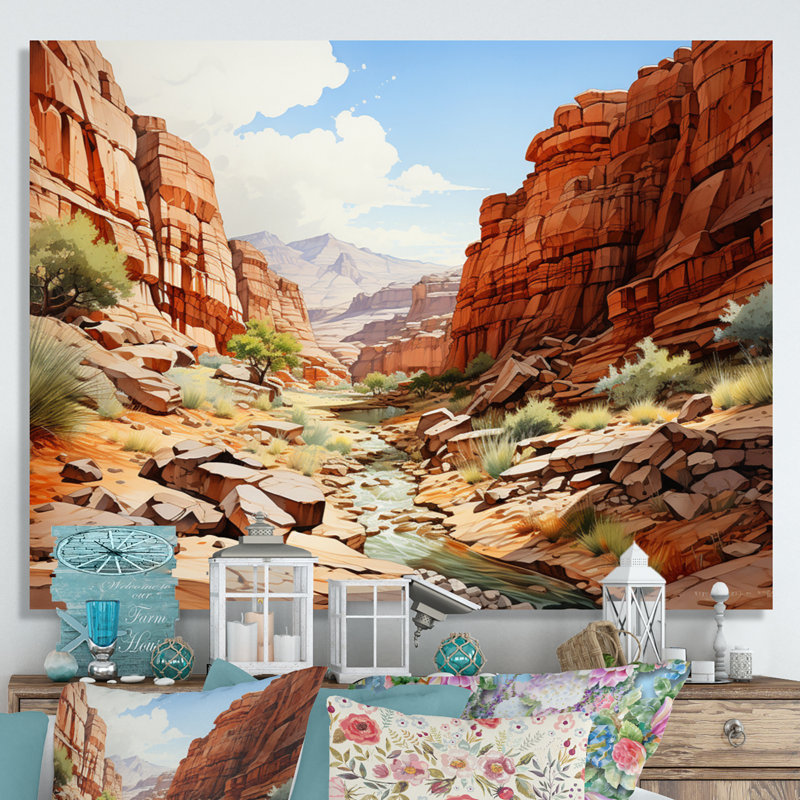Canyon Symphony - Canyon, impression d'art mural, Toile tendue, H 34 po x l 44 po x P 1,5 po