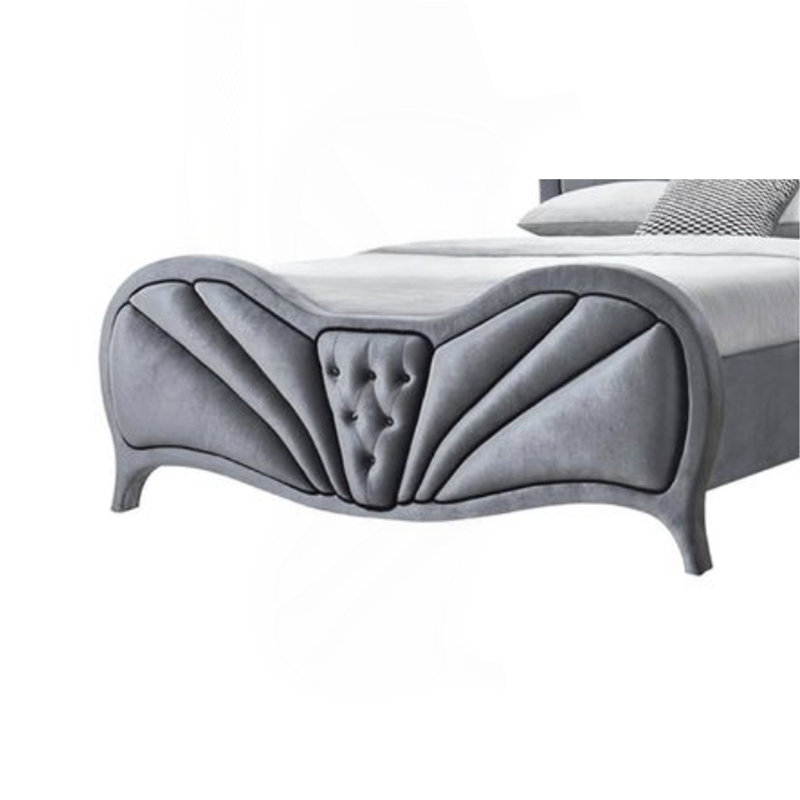 Grand lit en velours gris Dante