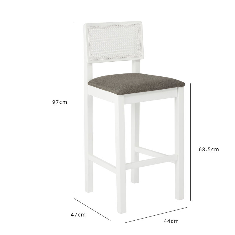 Tenaya Upholstered Counter Stool with Solid Wood Frame, Dark Grey/Ivory White