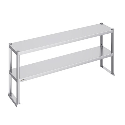 Double surdimensionnée, double surdimensionnée en acier inoxydable, surdimensionnée à deux niveaux de 12 po x 60 po, table de préparation réglable en hauteur pour cuisine, restaurant et atelier
