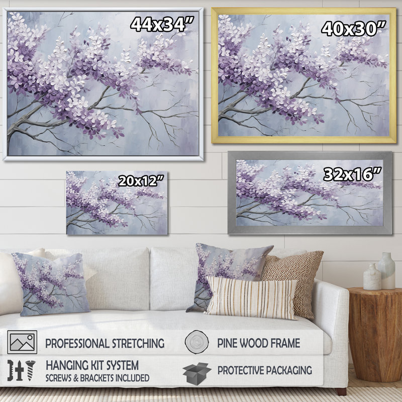 Beautiful Lilac Dreamscape IV - Lilacs, art mural encadré, H 24 po x l 32 po x P 1 po, Toile tendue