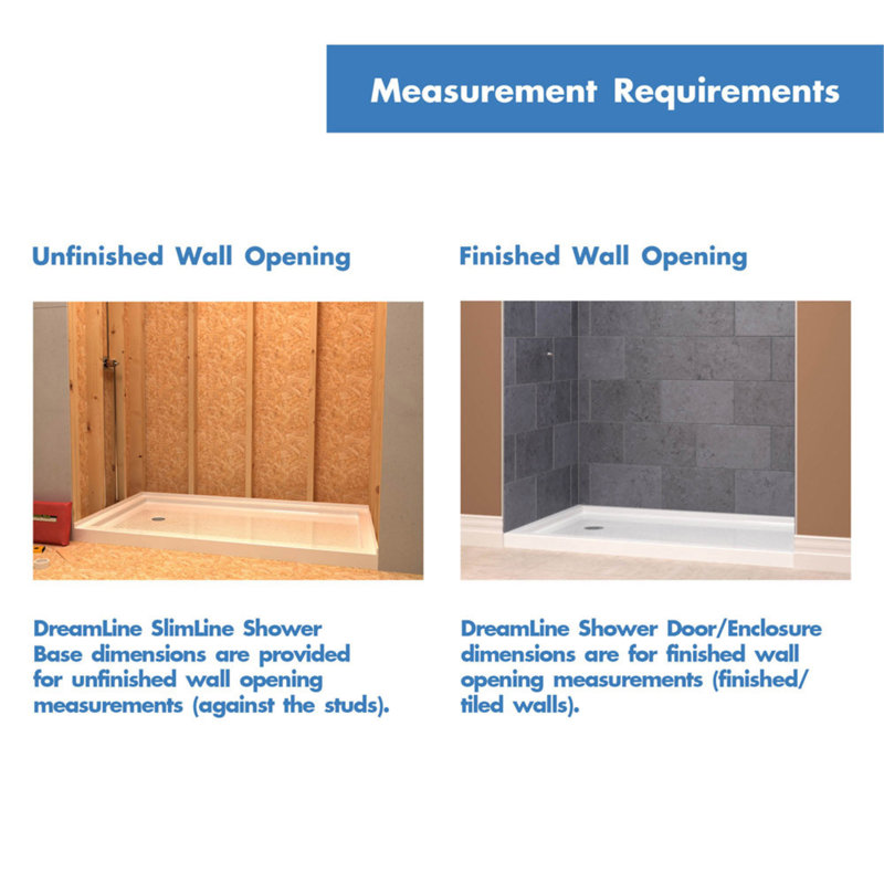 SlimLine White Acrylic 48" x 32" Double Threshold Shower Base