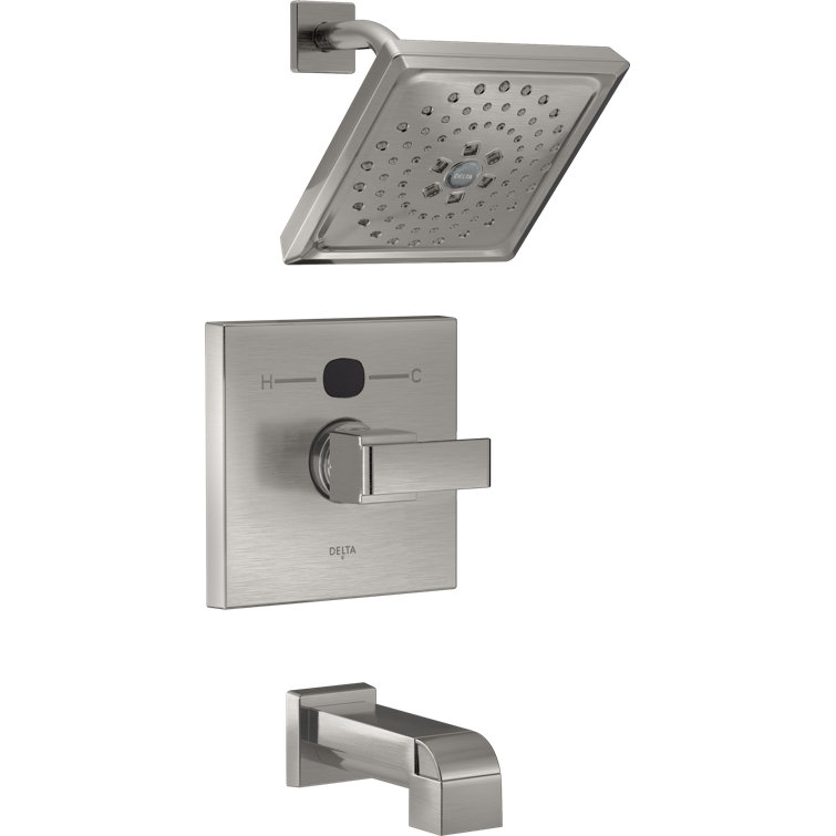 Angular Modern Tub and Shower Faucet Trim with H2okinetic Technology