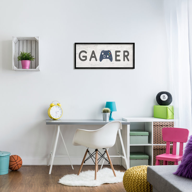 Gamer, H 13 po x l 30 po x P 1,5 po, Giclée encadrée noir minuit