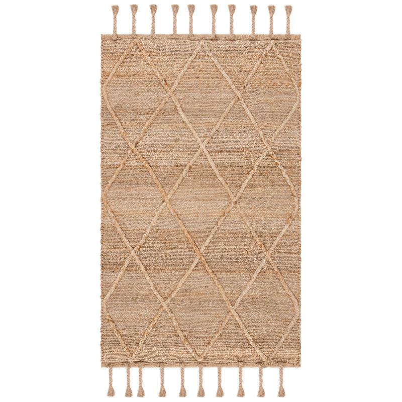 Digiovanni Natural Fiber Hand Woven Jute Geometric Rug, Rectangle 2'3" x 4'