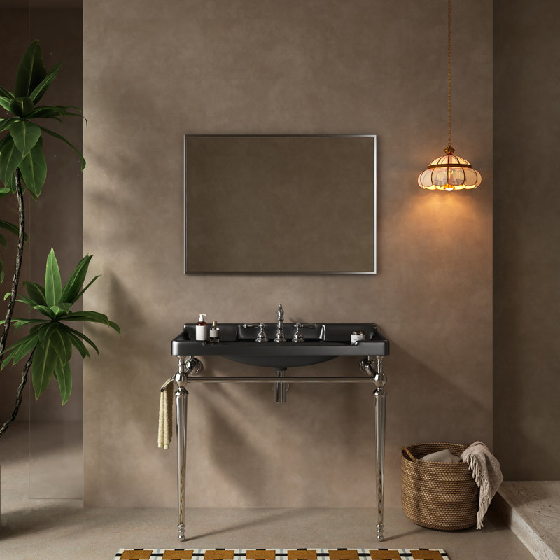 Console de lavabo pour salle de bain 36 pouces, Chrome chrome, L 36 po, Noir