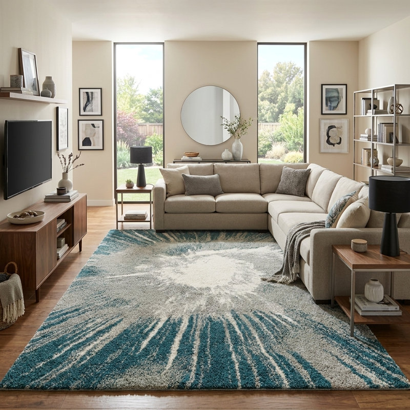  Tapis velours doux au toucher, Rectangle 9 pi 10 po x 14 pi 1 po