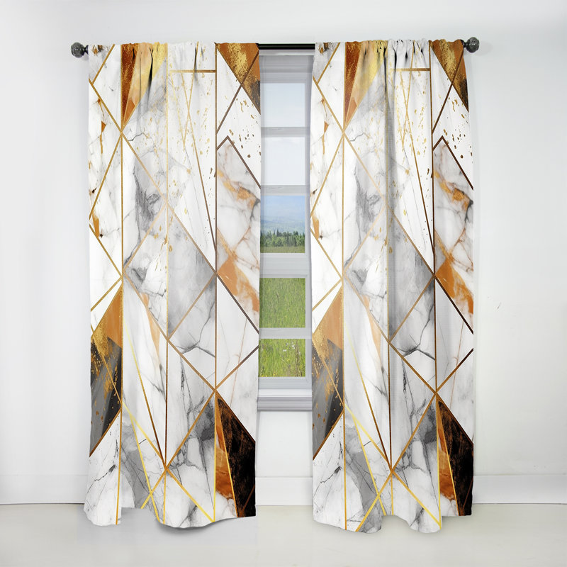 Murrells Exploring Golden Abstracted Symmetry V Abstract Curtain Velvet Room Darkening 1 Panel, 52" W x 95" L