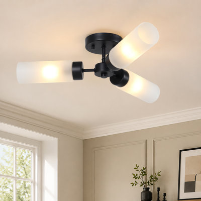 3-Light Dimmable 22.4'' W Semi Flush Mount