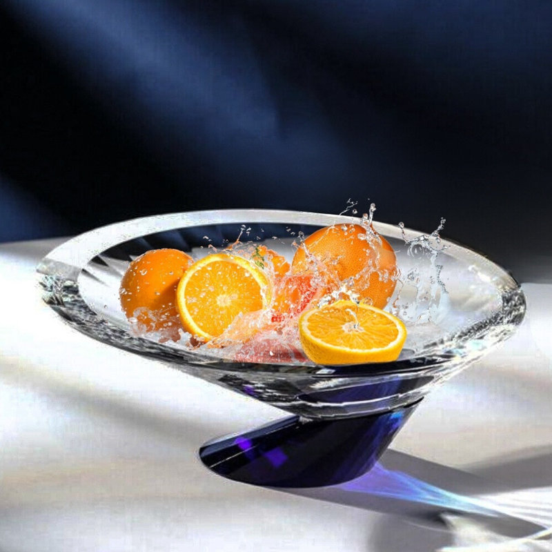 Crystal Decorative Bowl, Blue/Clear