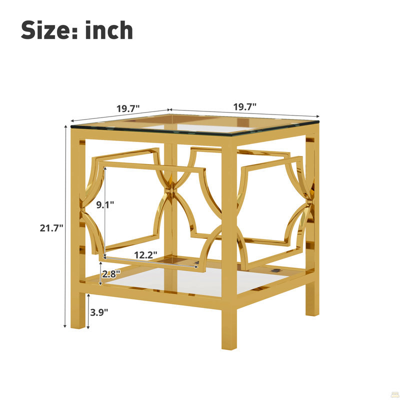 Table d'appoint 19,7 po Modern Gold, Clear