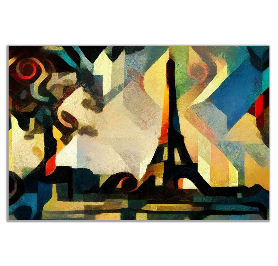 Eiffel Tower Paris Cubism - Wrapped Canvas Painting