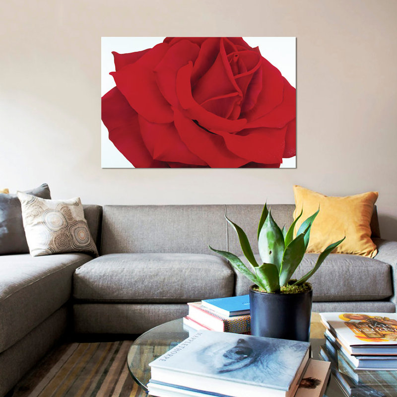 «Red Rose», reproduction d'impression sur toile, H 8 po x l 12 po x P 0,75 po, Toile tendue, Pas de tapis