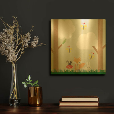 « Animaux terrestres des bois II » par Ann Kelle, tableau mural en métal, 30,5 x 30,5 cm