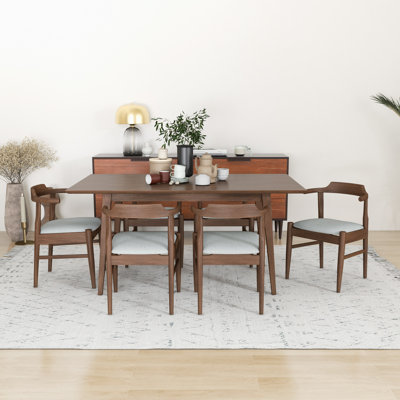 Keonne 6 - Person Solid Wood Top Four Leg Base Dining Set