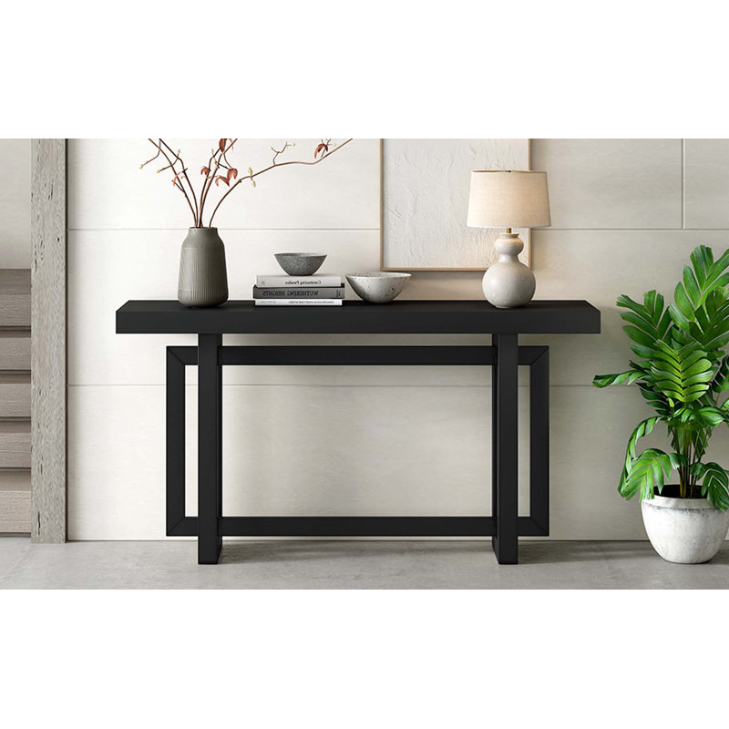 Contemporary Console Table with Wood Top, Extra Long Entryway Table for Entryway, Hallway, Living Room, Foyer, Corridor