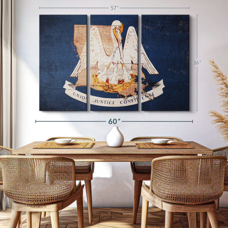 «Louisiana Pelican», 3 pièces, H 36 po x l 57 po x P 1,25 po