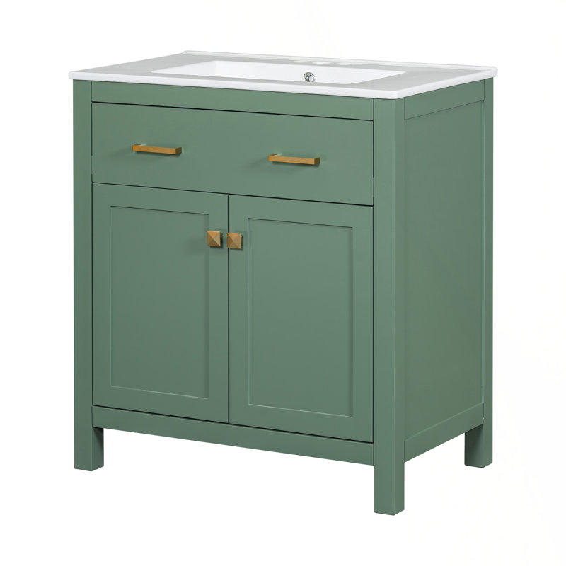 Meuble-lavabo moderne avec caractéristiques avancées et design élégant, Vert