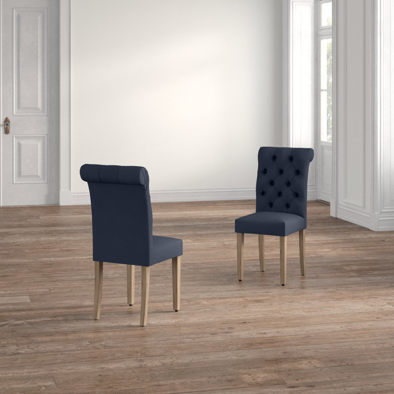 Chaise d'appoint rembourrée à dossier roulé Monarda, Bleu