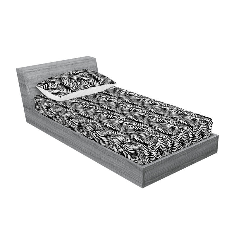 Microfiber Floral Sheet Set, Black, Twin Sheet Set with 1 Pillowcase