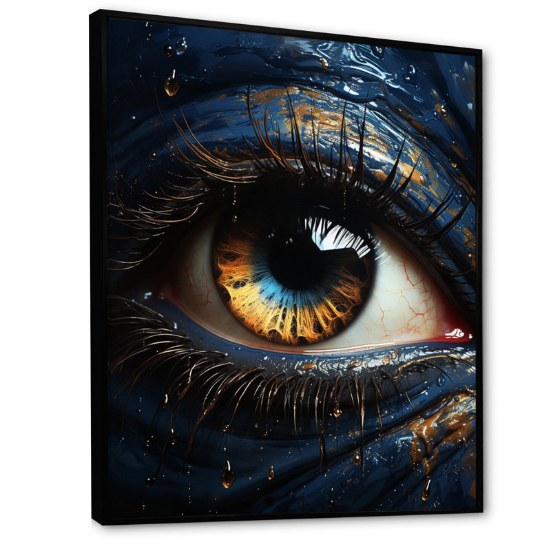 Galaxie interstellaire II - reproduction sur toile, H 32 po x l 16 po x P 1 po, Cadre flottant noir