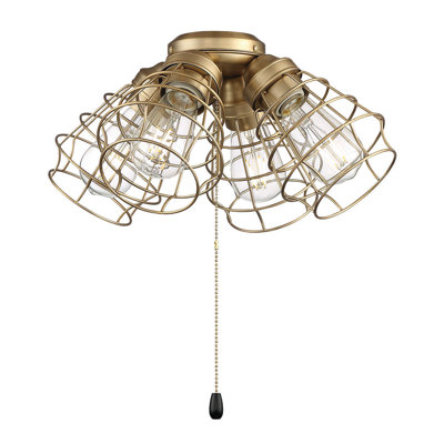 4 Light Fitter And Glass 15.87'' 4 - Light Branched Ceiling Fan Light Kit