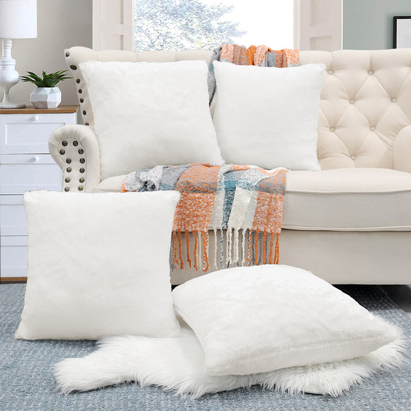 Housse de coussin réversible en fausse fourrure, Gris