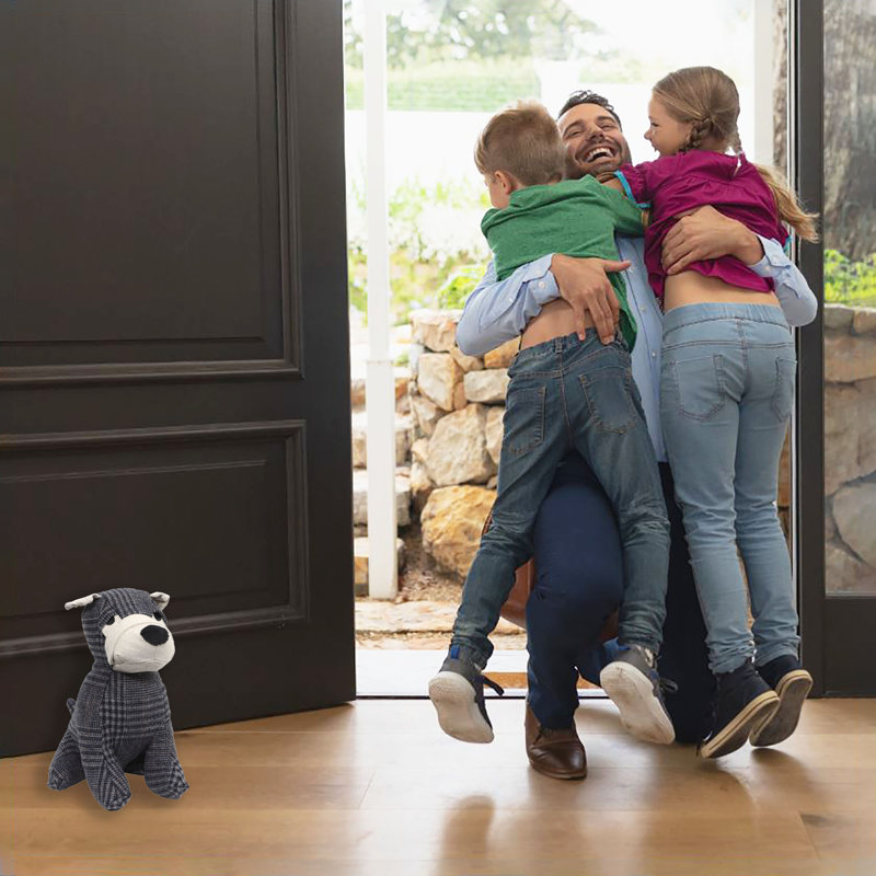 Decorative Dog Door Stop - 2.3 lb. Weighted Door Stopper, Stripes Gray