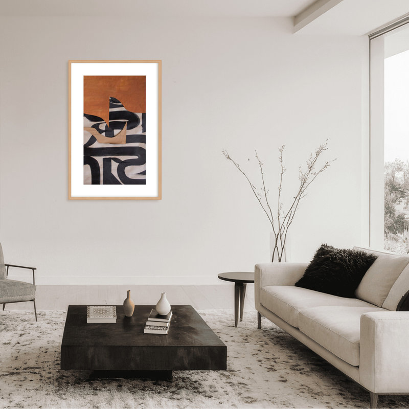 Gai: A Symphony Of Abstraction, 30" H x 24" W x 1.125" D, Black, Framed Matted Print