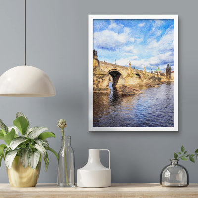 «Riverwalk Bridge Pastel Sky Ocean» sur papier