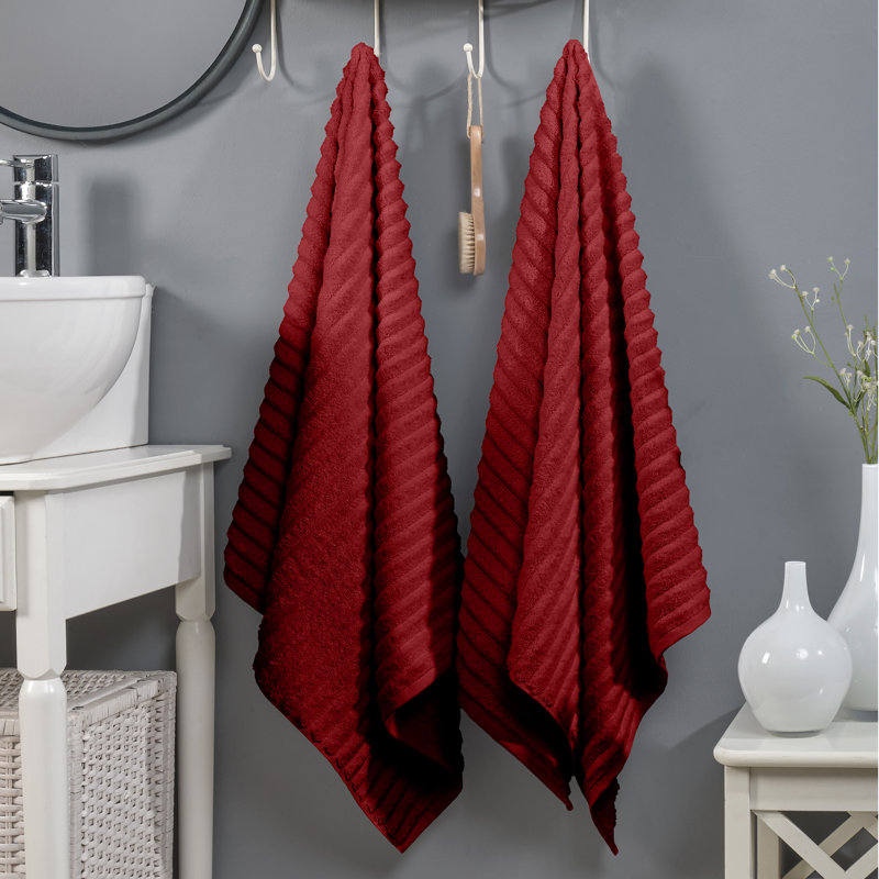 Elegant Comfort 100% Turkish Cotton Corduroy Ribbed Luxury Soft 2 Pack Bath Towels 27 X 54 Inch - Ultra Plush, Absorbent, Quick Dry, Hotel Spa Quality Towels For Bathroom Essentials