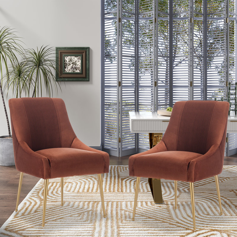 13'' H Velvet Upholstered Side Chair, Brown