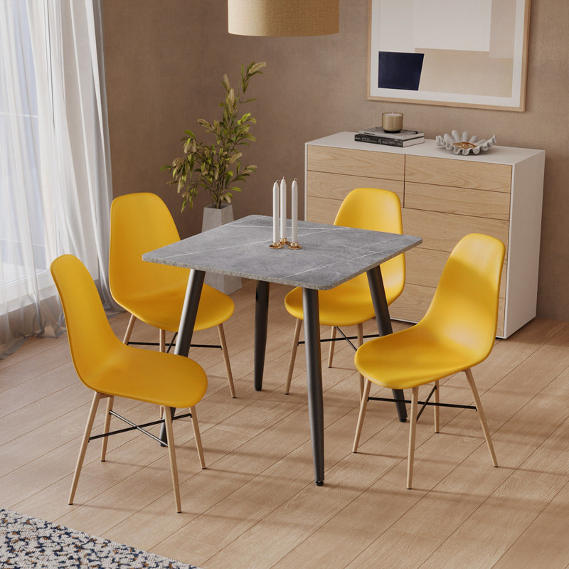 4 - Person Dining Set, Armani Grey, Yellow