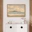 «Serene Coastal Sunset with Distant Mountains and Flying Birds», reproduction d'art sur toile encadrée très grande