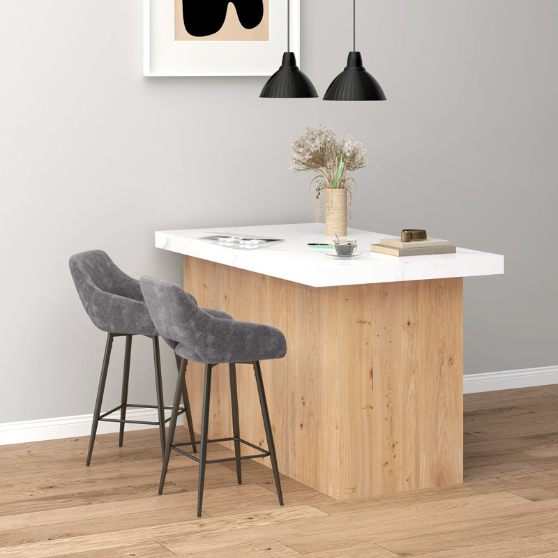 Orduna Upholstered Counter Stool with Metal Frame, Charcoal Grey