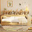 Modern Style Bed Frame, Wooden Daybed with Storage Shelves, Trundle Bed, and Study Desk