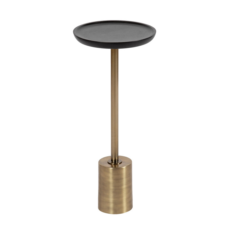Armengol Solid Wood End Table, Black, Gold