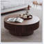 Table basse ronde de 31,5 po avec rangement caché, placage en bois massif, mobilier d'appoint moderne et fonctionnel-1548818105