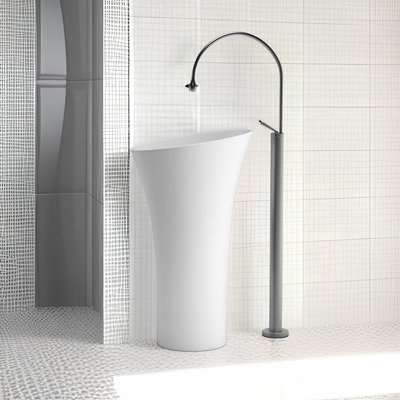 Lavabo de salle de bain circulaire à piédestal à surface solide MONSFEST