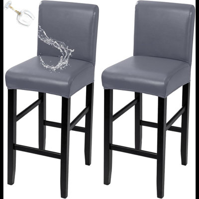 Stretch Bar Stool Covers Set Of 2, Stretch Removable Washable Printed Bar Stool Chair Covers, Counter Height Chairs Covers For Kitchen Dining Room Cafe Furniture (Grey)