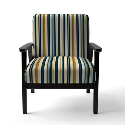 Fauteuil d'appoint rembourré classique bleu sarcelle et brun à fines rayures