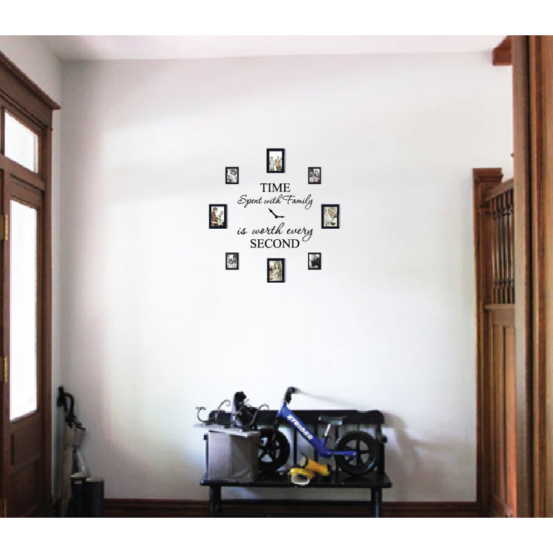 Text & Numbers Non-Wall Damaging Clock Decal, Black
