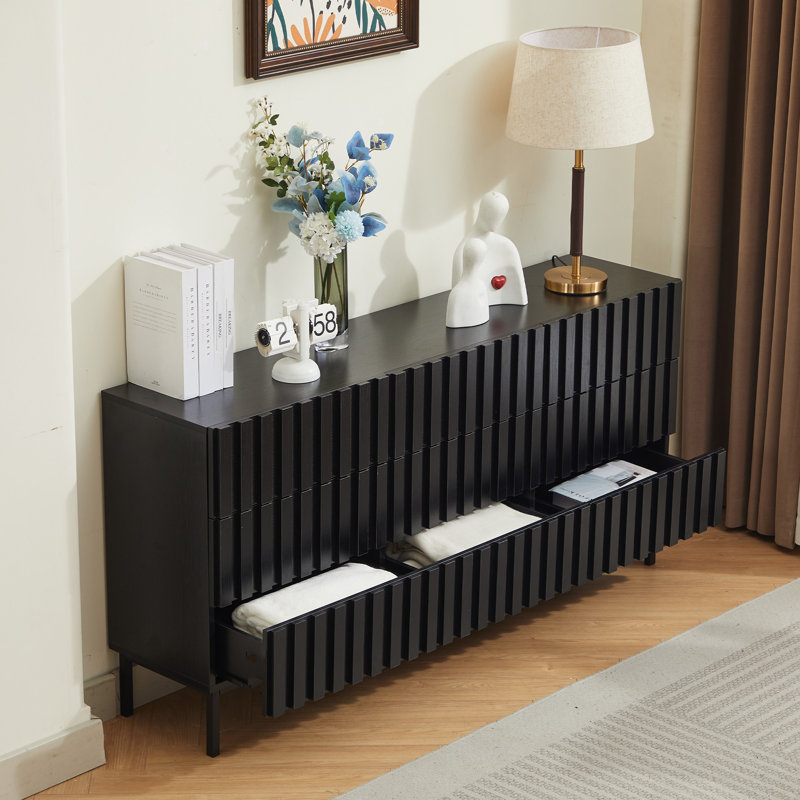 Commode 9 tiroirs l 59,1 po, Noir