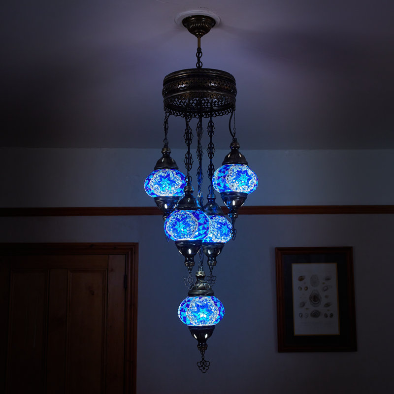 Karlie 5 - Light Bronze Cluster Pendant, Blue